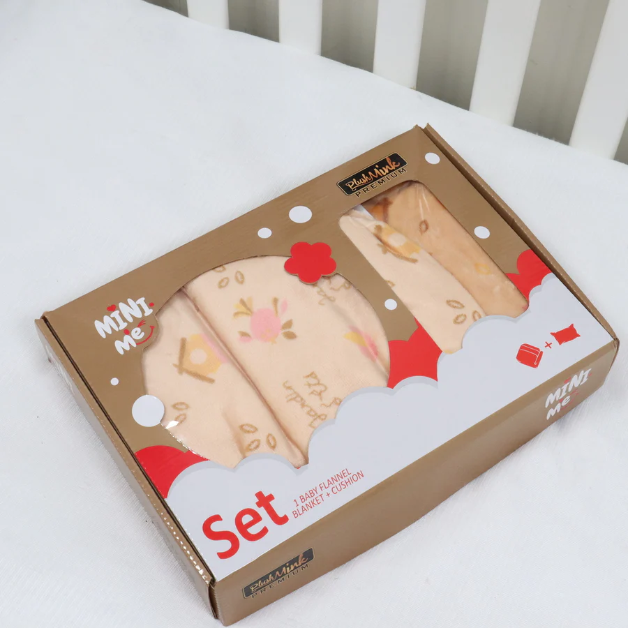 PeachDream Baby AC Flannel Blanket & Pillow Set