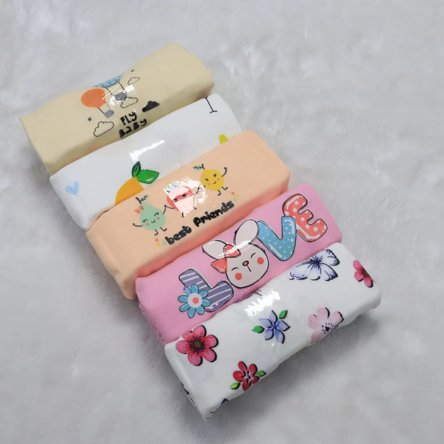 BlossomBunch 5-Pack Baby Suits – Playful Pink Prints