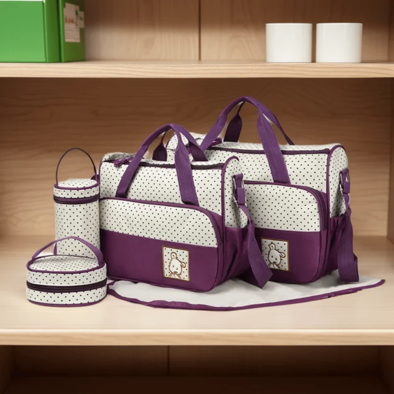 WanderNest 5-Piece Diaper Bag Set – Practical Purple