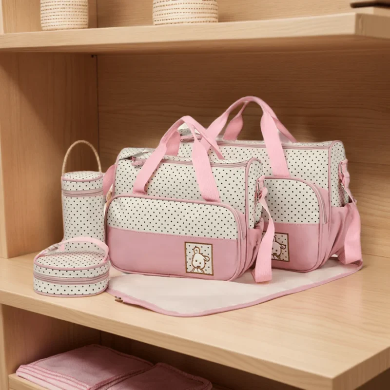 PetalPack 5-Piece Diaper Bag Set – Blush Pink
