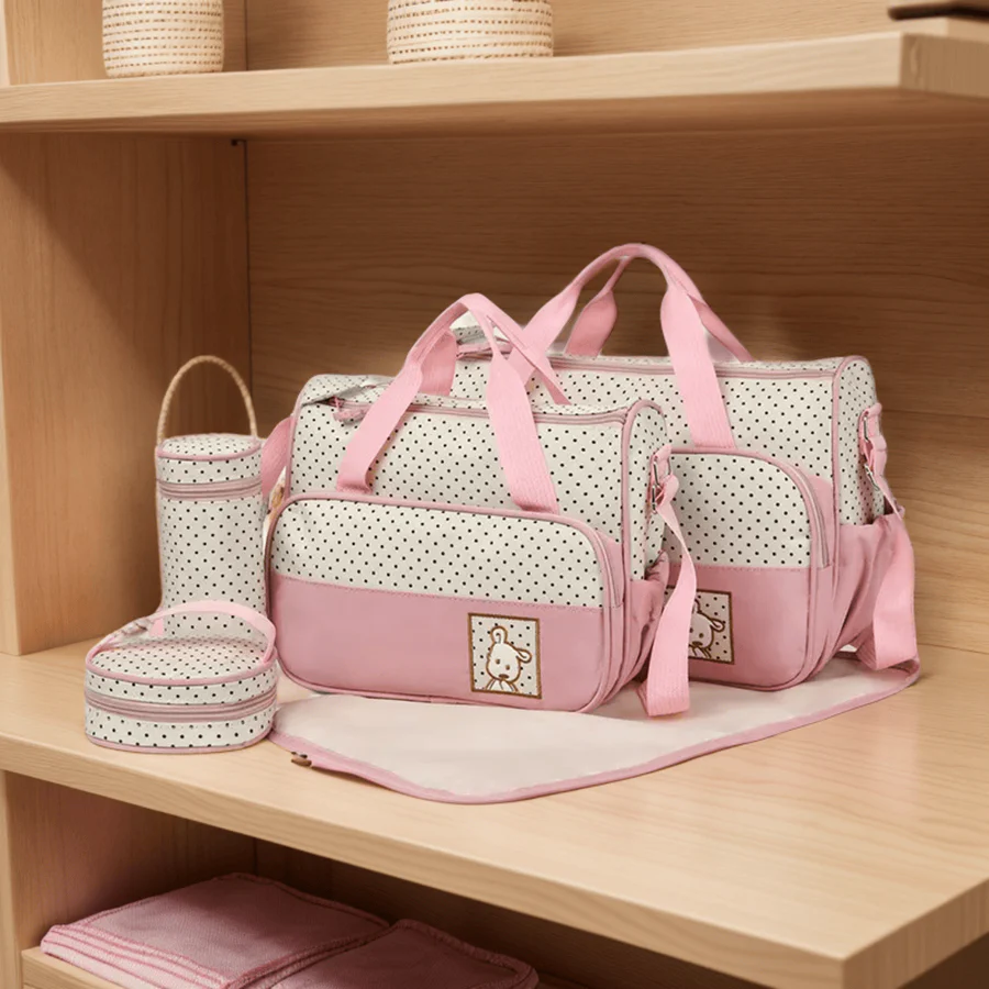 PetalPack 5-Piece Diaper Bag Set – Blush Pink